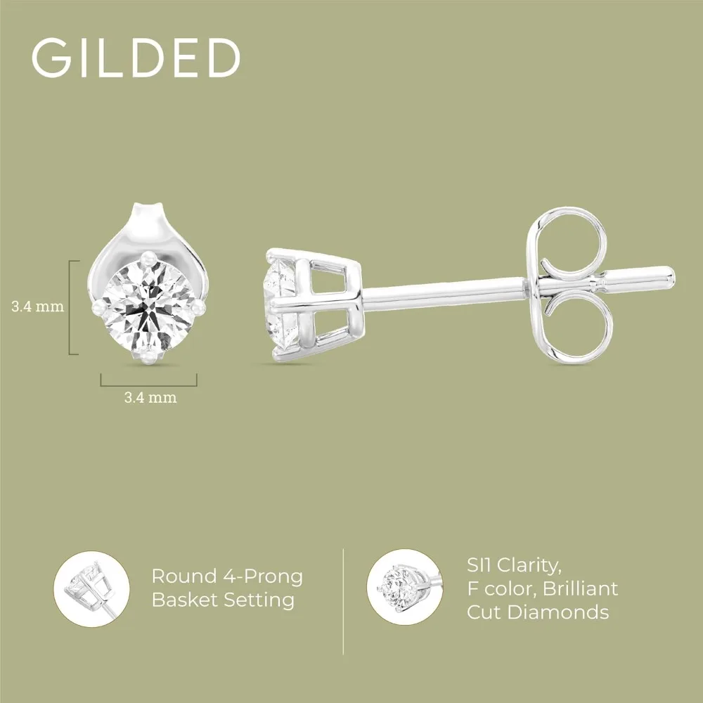 أقراط مرصعة بالألماس من الفضة الإسترليني ومطلية بالذهب عيار 14 قيراط للنساء - مجوهرات راقية مضادة للحساسية #4