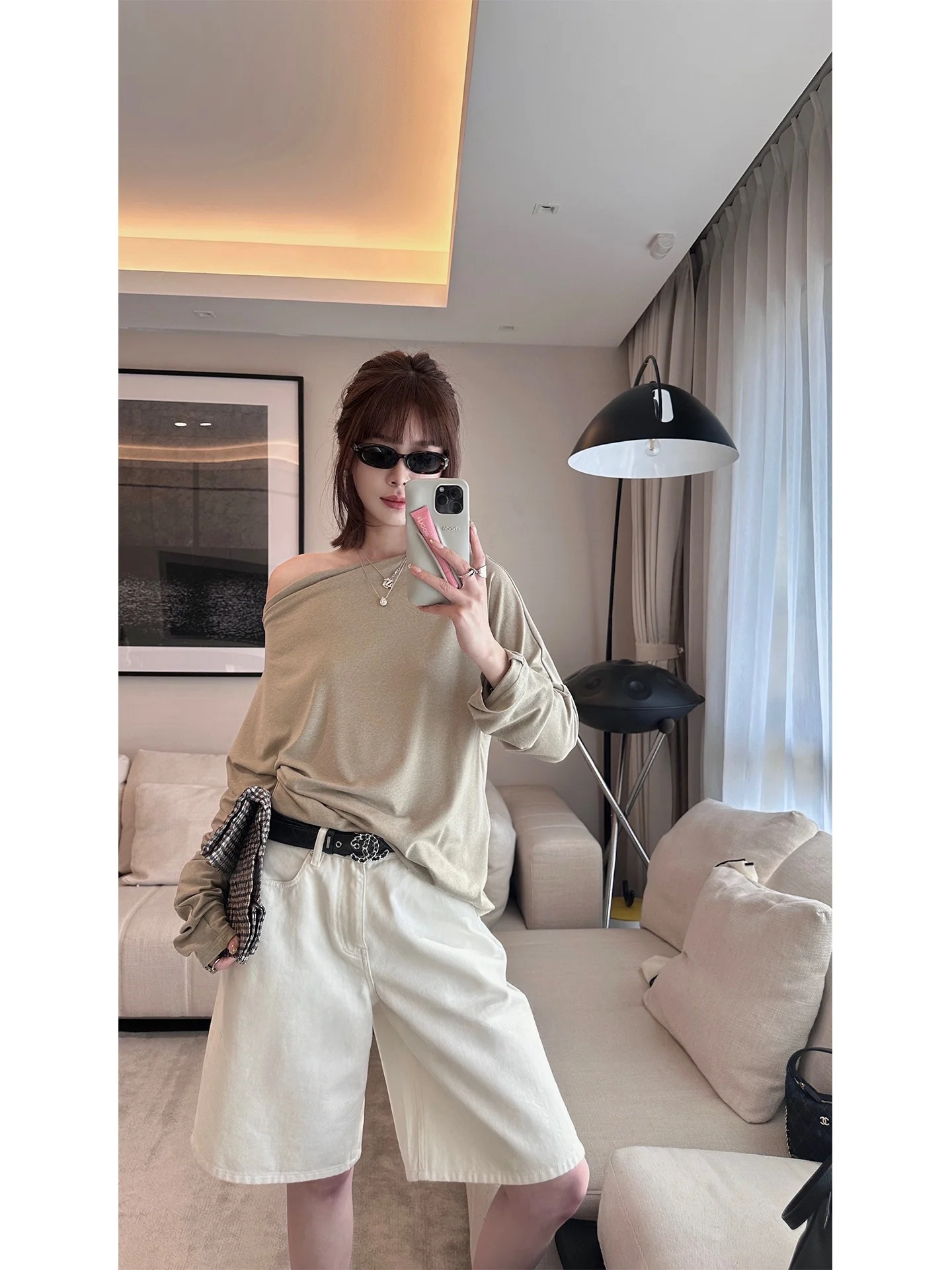 

F Attidue 69 Larse 24 Linen Loose oulder Long Sve T-irt Women's Simple Sle Regular Fit Comfortable Breathable Top