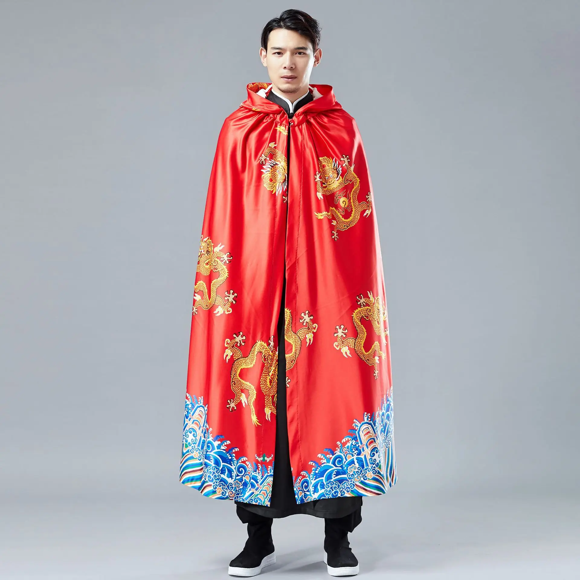 

Retro Cloak Chinese Style Hooded Cape Cloak Spring Extended Clothing Men's Ancient Style
