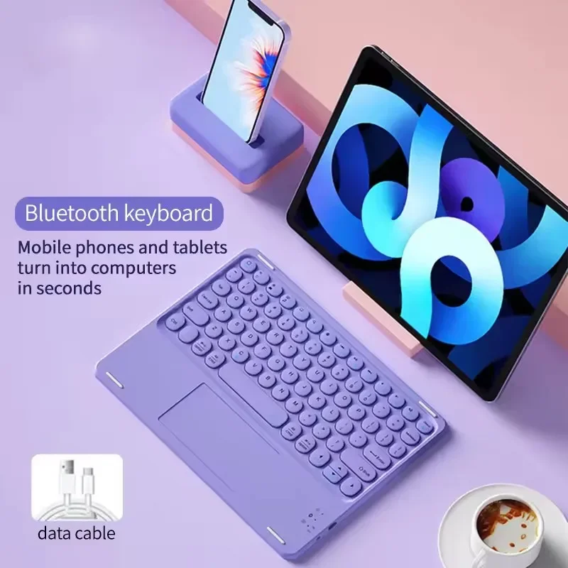لوحة مفاتيح بلوتوث لاسلكية مع لوحة لمس لجهاز iPad 11th 2025 11 بوصة A16 Air 13 11 M3 Pro IOS Android Windows Tablet Keyboard