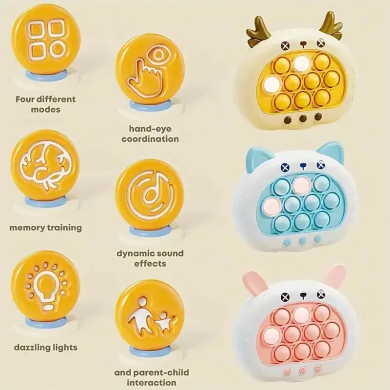 Gioco Elettronico Pop Quick Push a Bolle in 3 Colori, 1 Pezzo, Giocattolo Divertente per Bambini, Antistress Sensoriale, Regalo