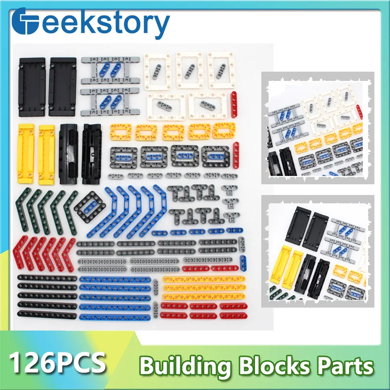 126PCS Pure Arm Mix Perforated Bricks Set Hole Beam Arm/Hole Arm MOC DIY Technology Building Blocks Assembly Toys Parts