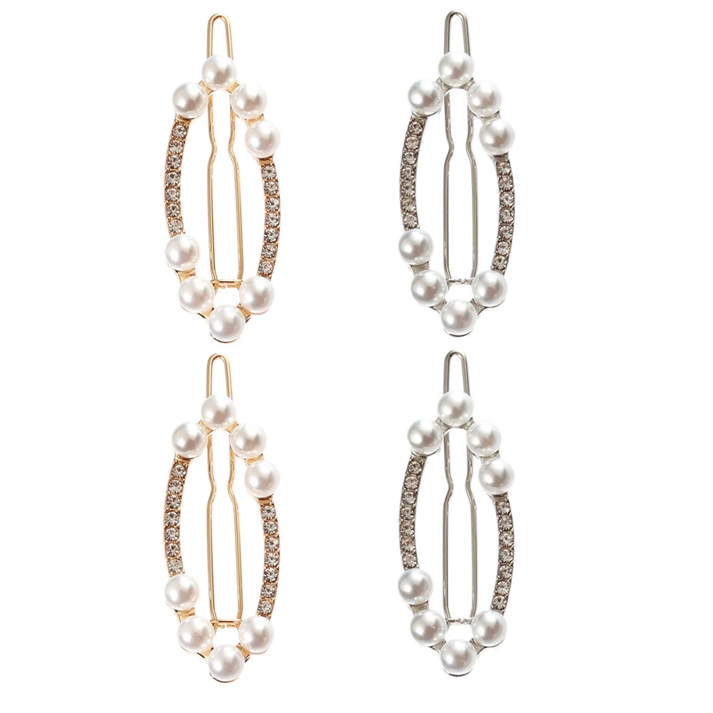 

4Pcs Pearls Crystal Hair Clips Rhinestones Hairpin Barrette Hair Accessories Suitable for Wedding Prom Party Daily Wear