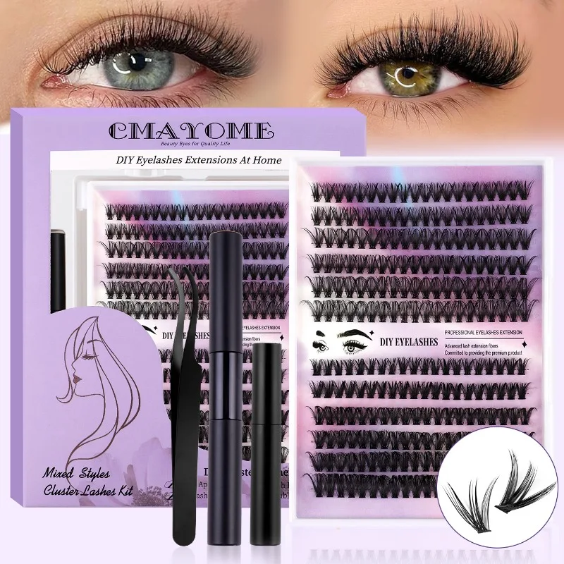 

240 Cluster False Eyelash Gift Set Handmade Grafting Lashes Long Lasting Natural Look Eyelash Extension Kit for Individ