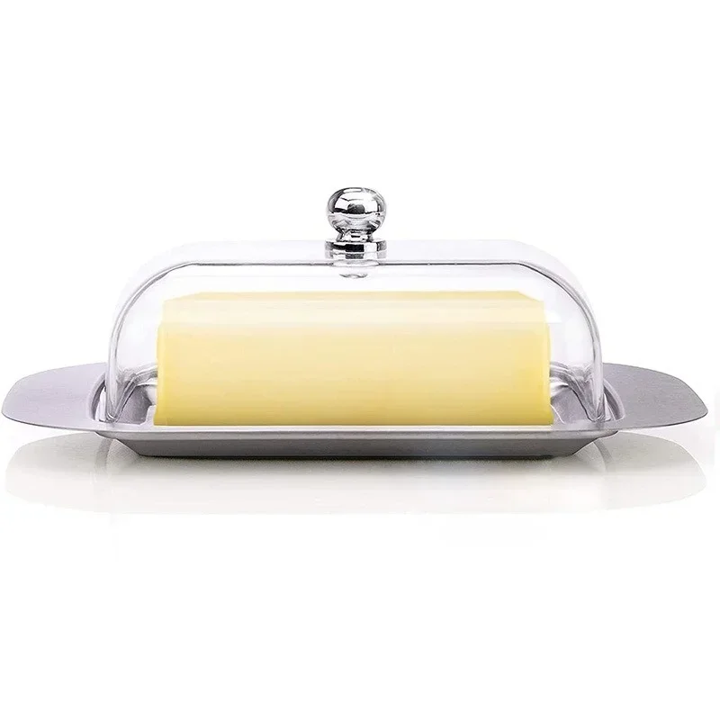 Stainless Steel Butter Box Butter Box Solid Cheese Storage Box with Lid Western-style Butter Cheese Bread Plate Preservation Box