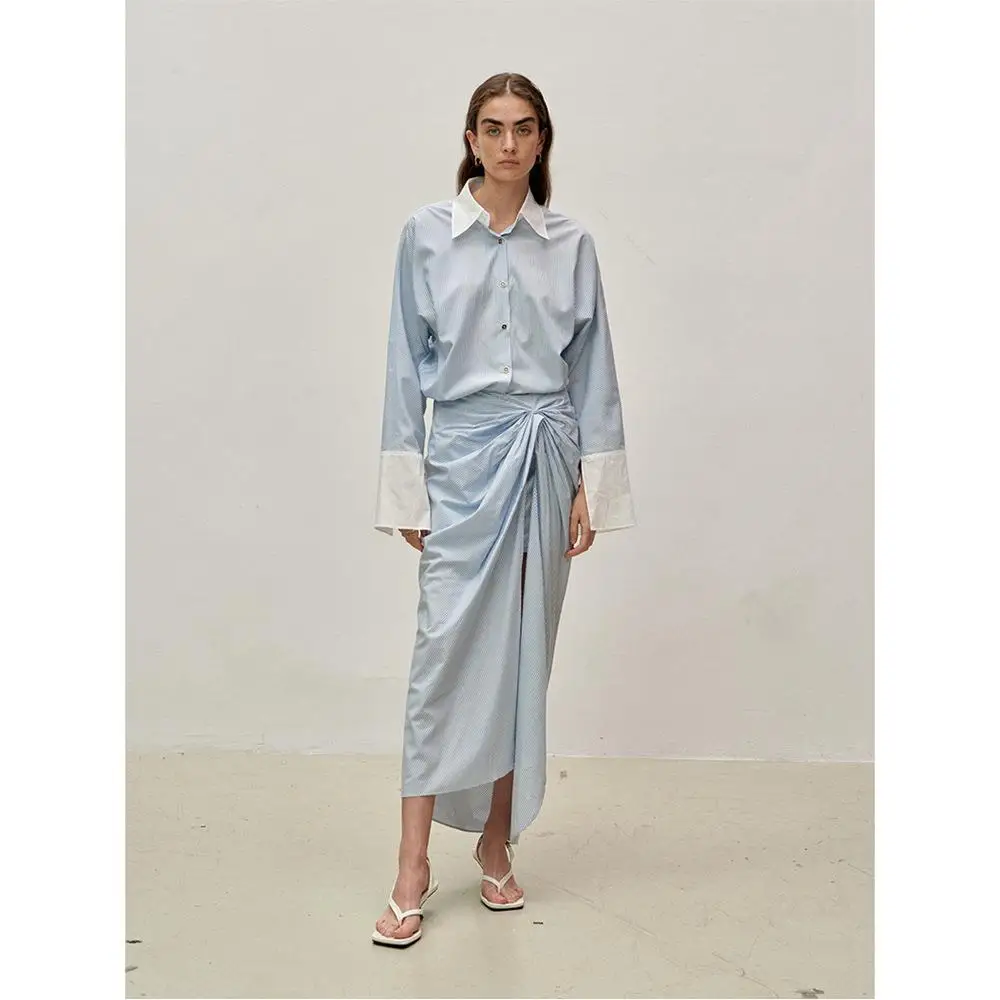 

Casual Pleated Skirt with Slit Faion Color Waist for Women Middle-aged And ly Clothing Accories