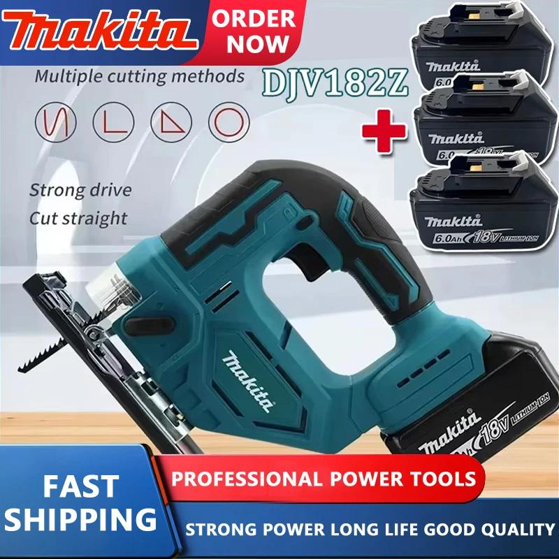 Makita DJV182Z Беспроводная 18 В литиевая батарея Перезаряжаемая электрическая лобзик Кривая пила Деревообрабатывающая многофункциональная пила для резки
