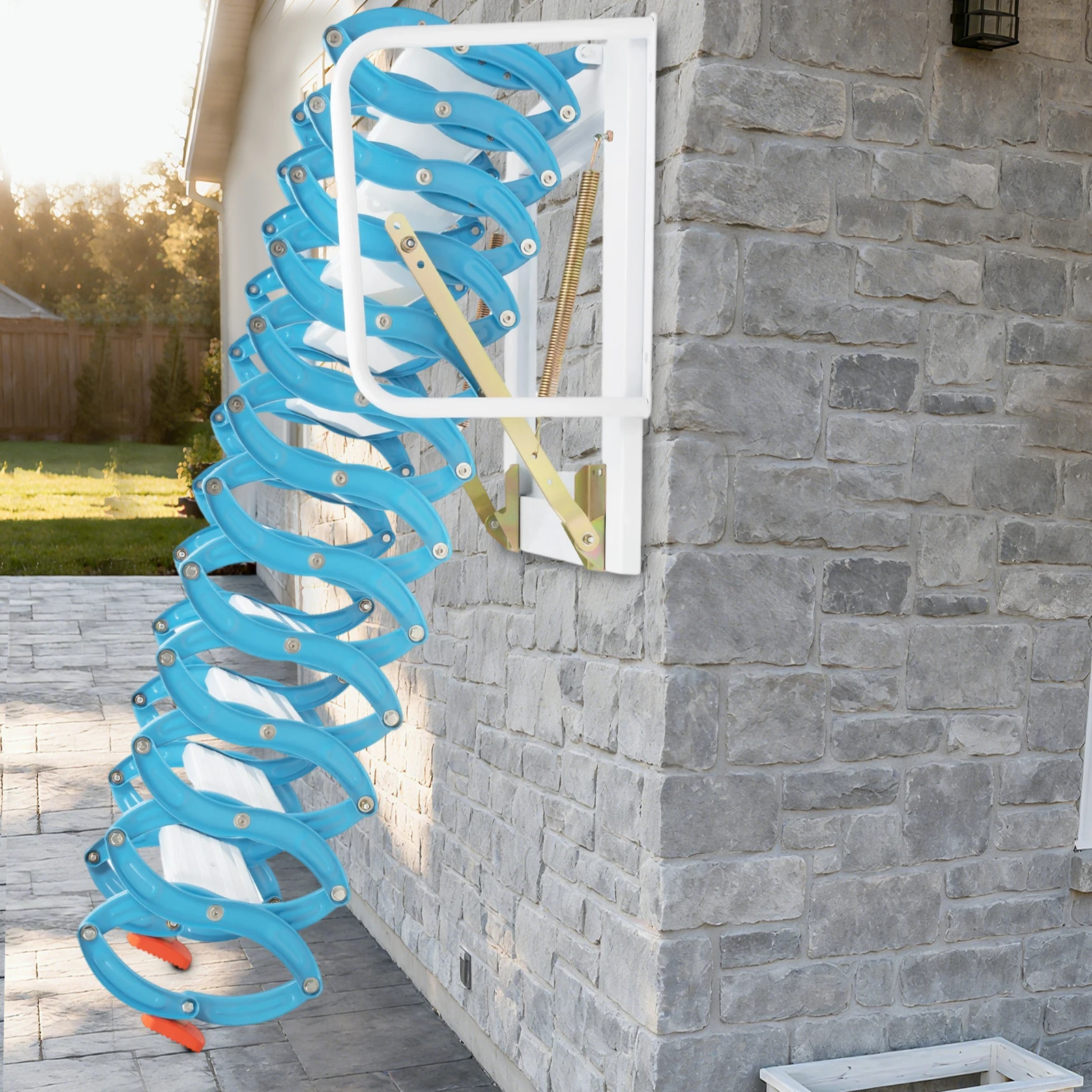 سلم علوي قابل للطي بطول 12.5 قدم، خطوات سحب للأسفل، متينة وموفرة للمساحة ومضادة للانزلاق، شديدة التحمل، سهلة الوصول للمنزل، المرآب العلي