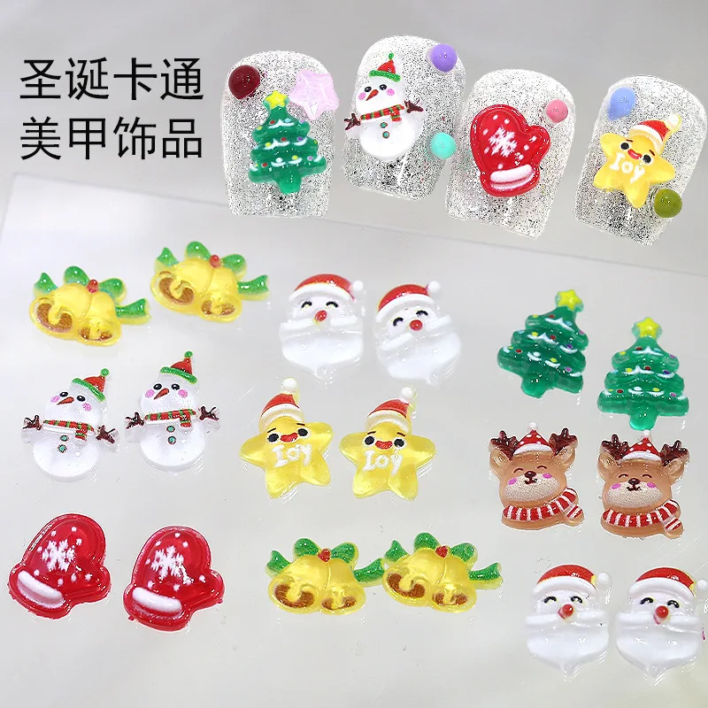 20 stks Kerst Charms Nail Art Herfst/winter Decoratie Onderdelen Nieuwjaar 2025 Kerstman Sneeuwpop Beer 3D Cartoon Nagel accessoires