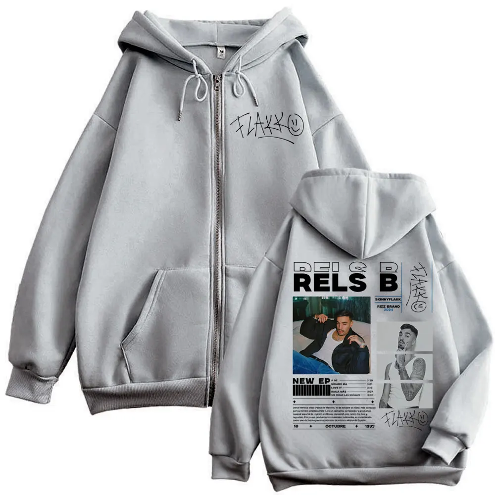 Rapper Rels B Graphic Zipper Hoodie Men Women Clothing Fashion Hip Hop Zip Up Pullovers Autumn Winter Casual Loose Sweatshirts