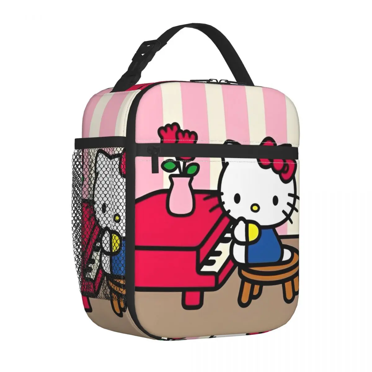 

Hello Kitty Piano Insulated Lunch Bags Thermal Bag Reusable Meal Container Large Tote Lunch Box Girl Boy School Travel