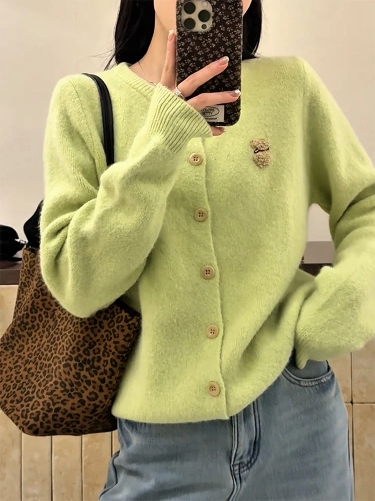 

Корейский мягкий уютный вязаный кардиган с V-образным вырезом, осенне-зимняя новинка, большие размеры, молодежный, стройнящий, универсальный топ