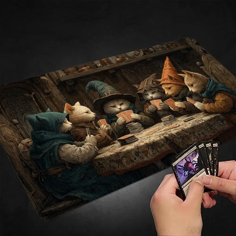 Old wooden house party MTG Playmat Magic Card Mat with Stitched Edge Non-Slip Durable Tabletop playmat Board Game Mat for TCG