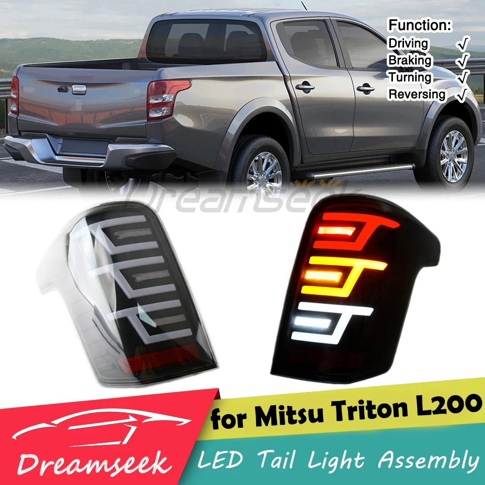 LED Rear Tail Light Assembly for Mitsubishi L200 Triton 2015-2018 Brake Reverse Lamp w/ Dynamic Sequential Turn Signal Indicator