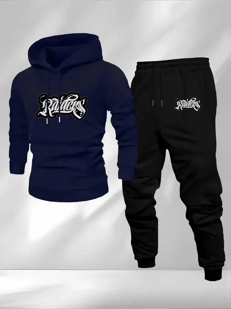 

New printed hoodie for men with sport and casual style two-piece sportswear for spring and autumn men's daily wear in 2025