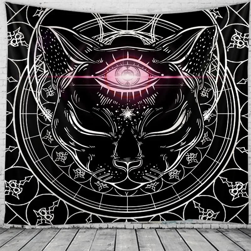 Cat Mandala Hippie Wall Hanging Boho Decoration Witchcraft Tapestry Psychedelic Home Decor