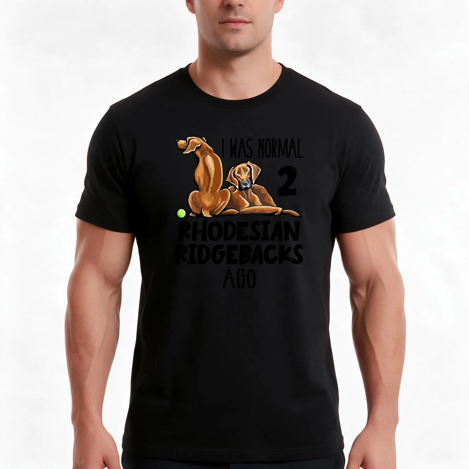 I Was Normal 2 Rhodesian Ridgebacks Ago T-Shirt, Summer Casual Cotton Tee, Oversized Streetwear Tops, Vintage Graphic Print
