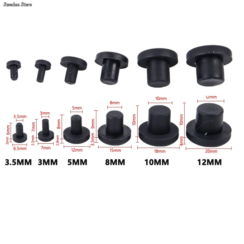 10Pcs Solid Rubber Hole Caps 3-12mm High Temperature Resistance Seal Hole Plugs Wholesale