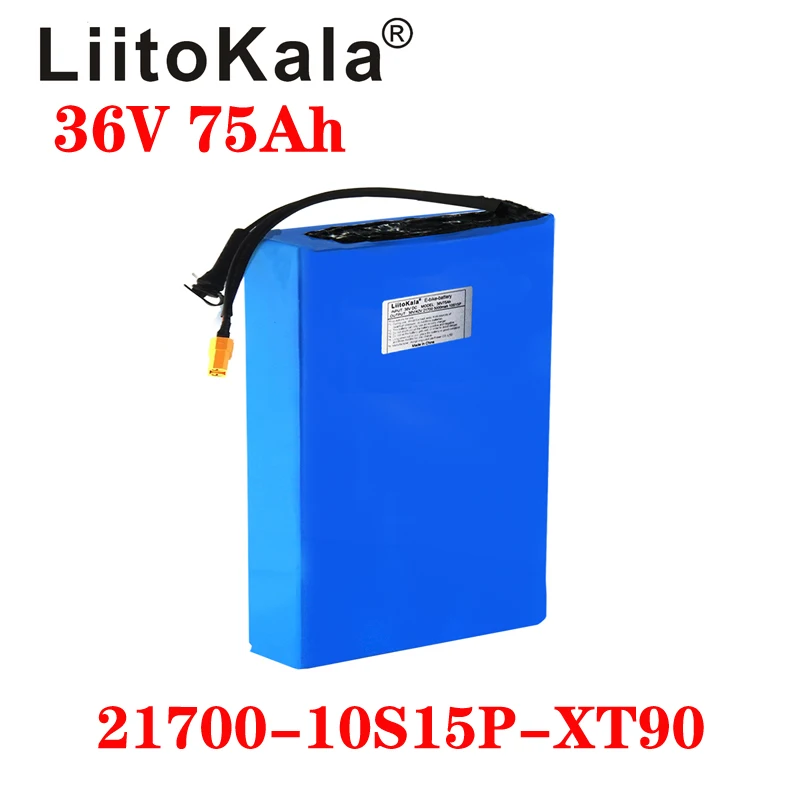 LiitoKala 36V 75ah 21700 5000mAh 10S15P Electric Bicycle Battery 36V 1000W Lithium Battery Built-in 30A BMS Electric Bikes Motor