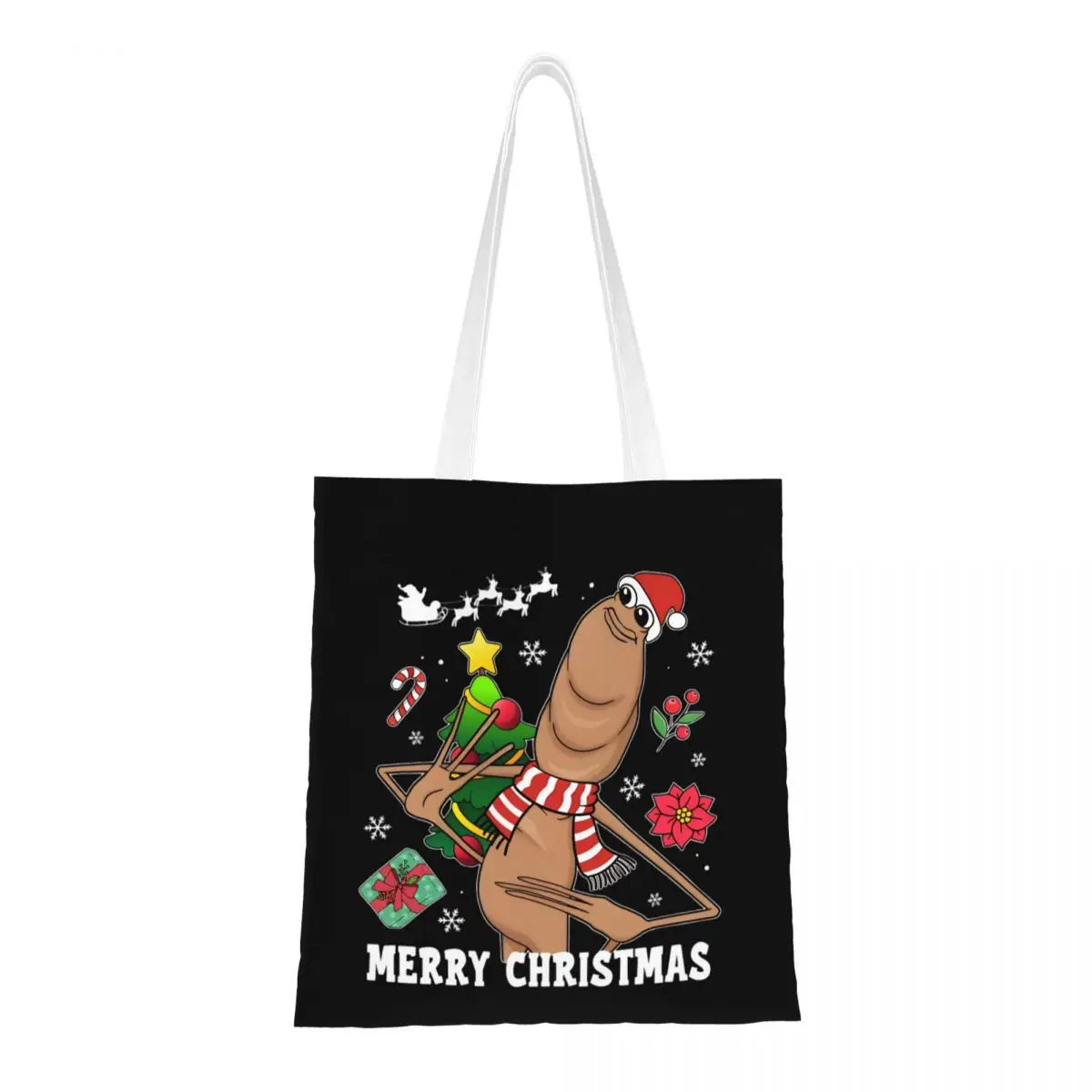 

Marcus The Worm Meme Холщовая сумка-тоут с юмором, рождественские сумки для продуктов, многоразовые сумки для покупок для женщин