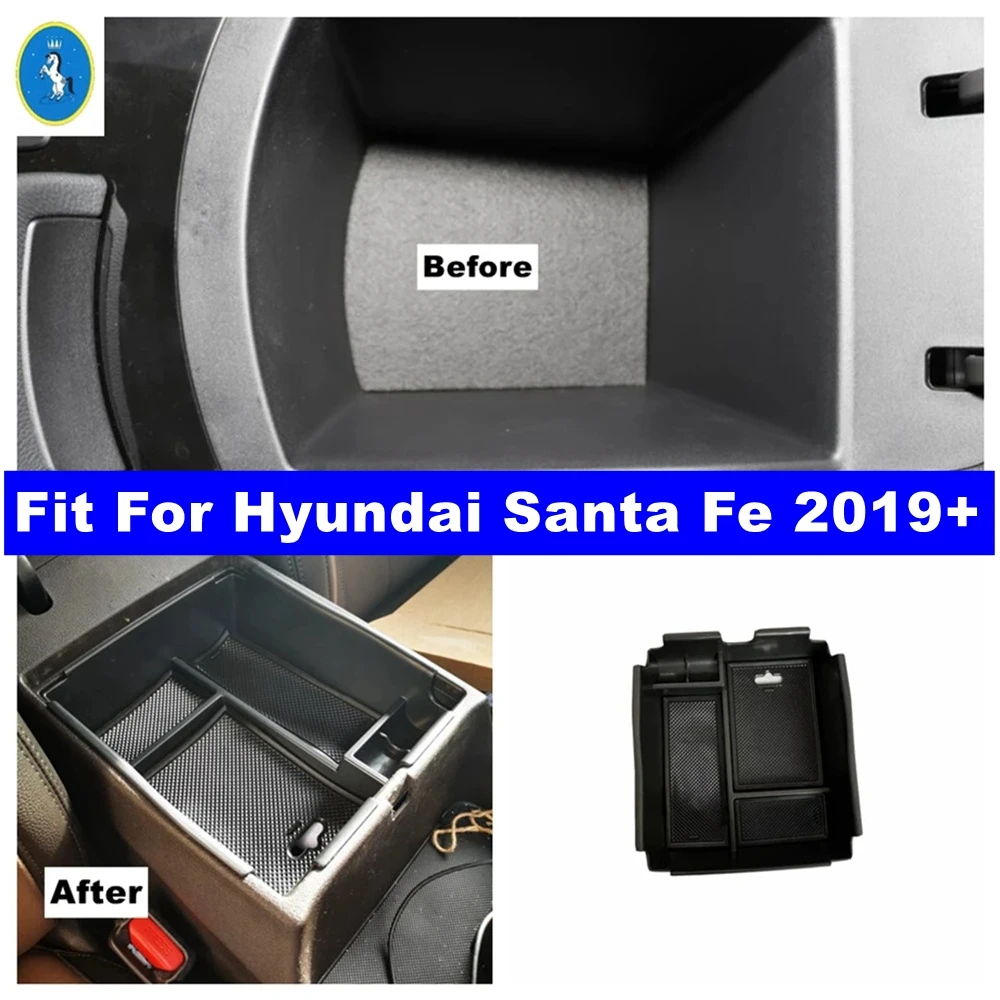 

For Hyundai Santa Fe 2019 - 2023 Central Armrest Storage Box Secondary Storage Center Console Organizer Compatible Accessories