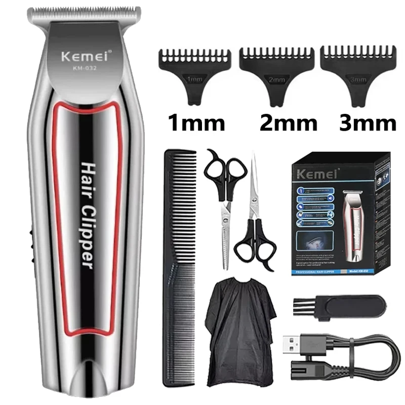 Cortadora de pelo Kemei, cortadora de barba eléctrica para hombres, cortadora de pelo, máquina cortadora de pelo, Kit de aseo, cortadora de pelo KM-032