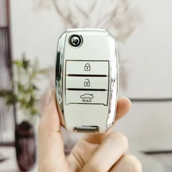 Flip Key TPU Car Key Case Cover for Kia Rio 2019 2022 Rio 4 X Line 2018 2019 2020 Cerato 3 Soul 2018 Sportage 4 2018 Xeed 2017