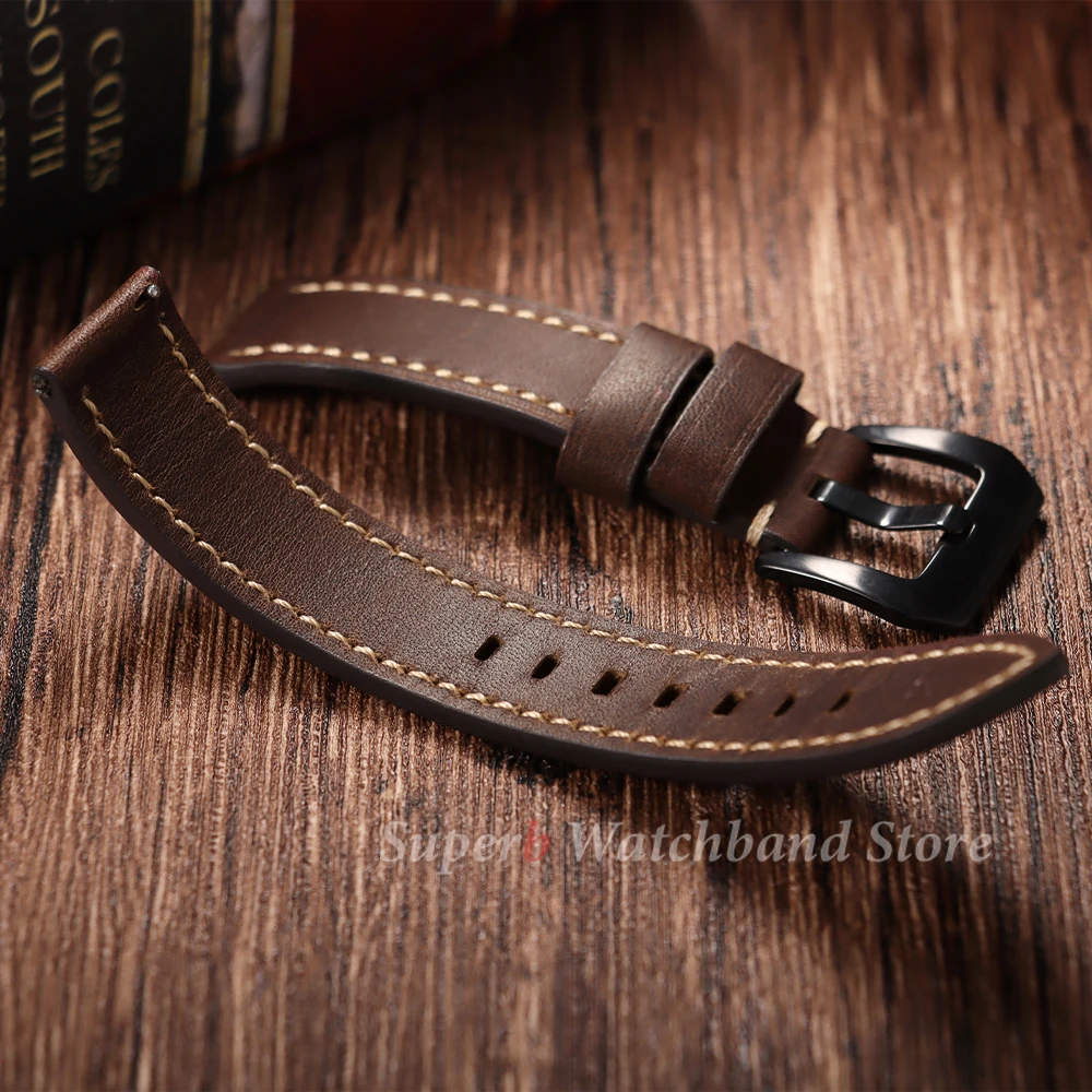 Ремешок для часов из воловьей кожи, быстросъемный ремешок для Panerai 18/20/22/24/26 мм, винтажный браслет для мужчин, универсальные аксессуары для часов