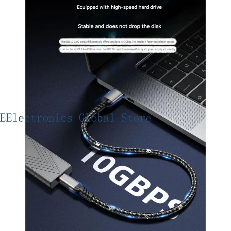 462B 10Gbps 60W Type C Cable Nylon Braided Cord Dustproof Data Cable Perfect for Video Editing and Business Commute