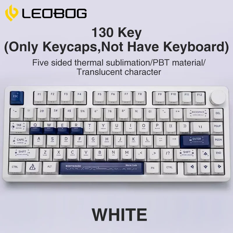 LEOBOG 130 Keys PBT Keycaps Side-engraved Theme Key Caps Cherry Profile