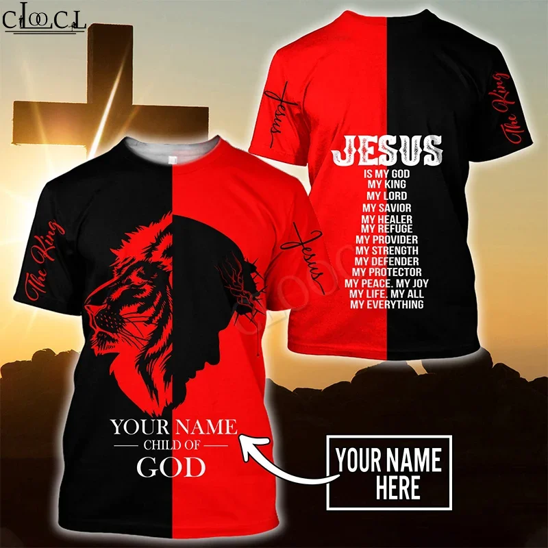 

CLOOCL Christian Jesus Catholic DIY Customize Name 3D Printed Mens Harajuku Summer Short Sleeve Shirt Street Casual T-shirt Tops