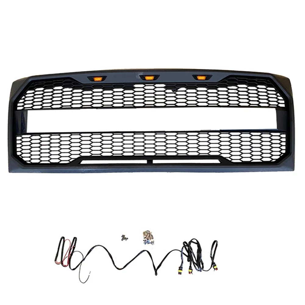 Car Front Racing Grills Mesh Raptor Style Bumper Grilles W/LED Modified For Ford F150 2009 2010 2011 2012 2013 2014