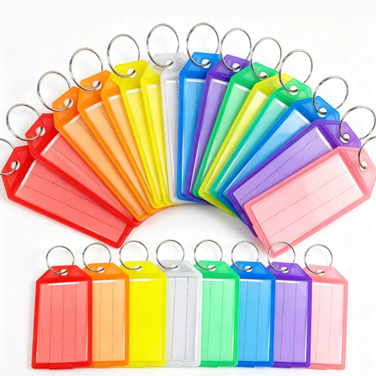 13/26/39Pcs Colorful Transparent Plastic Key Tags, Reusable Marking Labels for Keychain & Luggage Identification ZSY