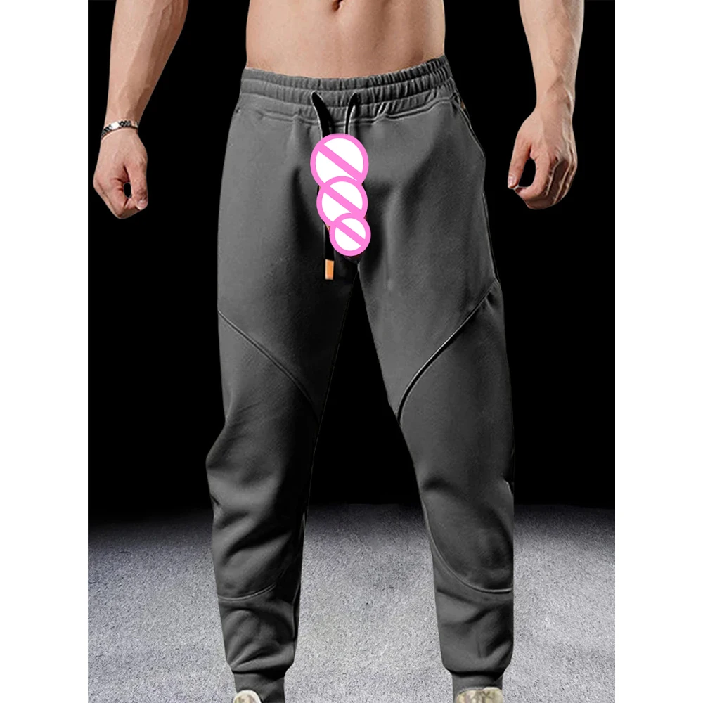 Comprehensive Training Pants Men's Sweatpants Autumn and Winter Invisible Open Crotch Outdoor Sex Fitness Pant Fashion Loose