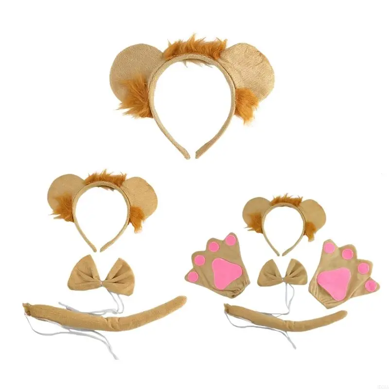

MXMA Kids Plush Cartoon Animal Ears Headband Gloves Bow Tail Lion Costume Birthday Party Christmas Halloween Cosplay Costumes