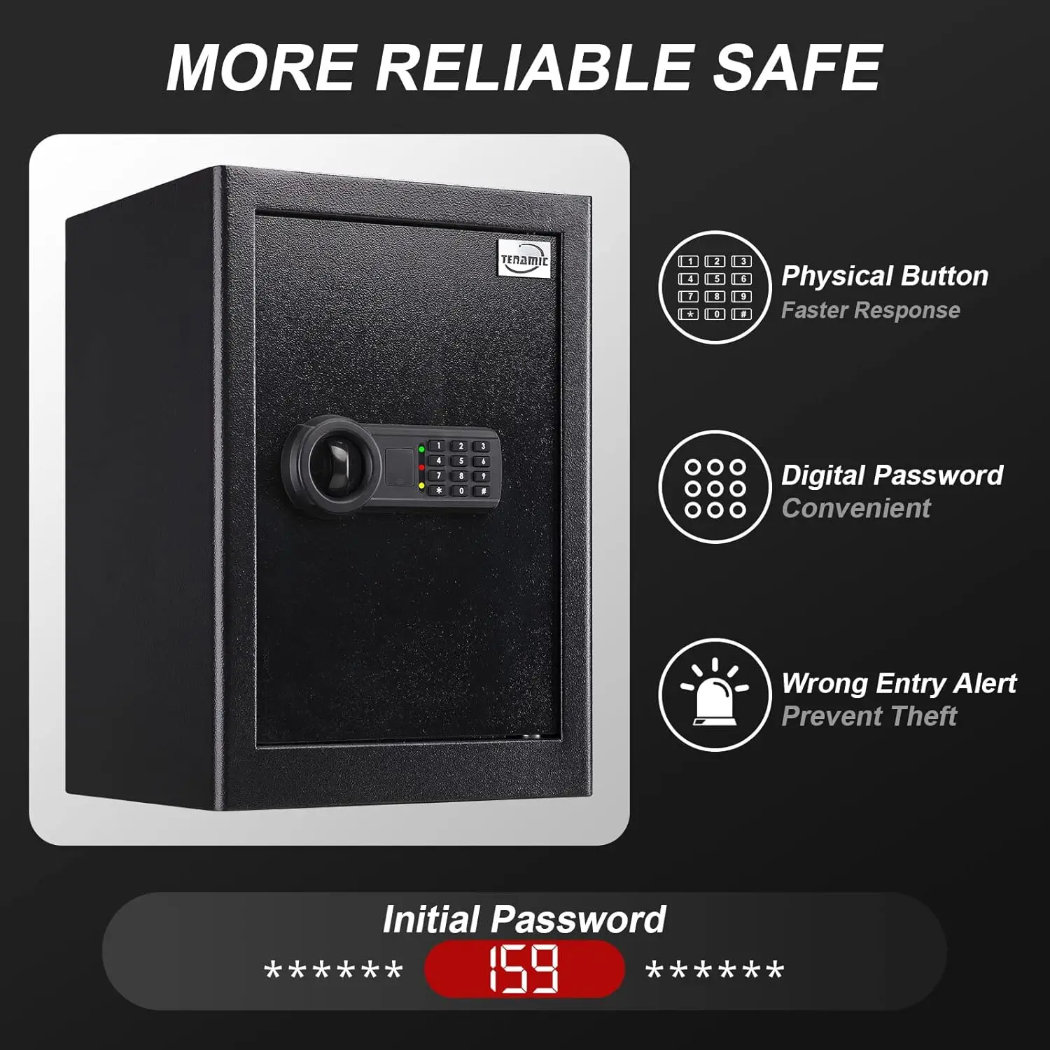 Safe Box 2.2 Cuft Fireproof Waterproof Home Safe, Keypad Large Lock Box Cabinet Safes, Solid Alloy Steel Office Hotel Home Safe,