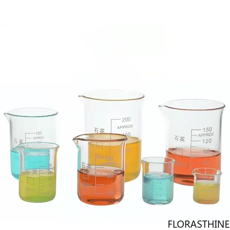 1Piece 5ml-1000ml Lab Clear Quartz Beaker Heat-resist Beaker Labware Laboratory Equipment
