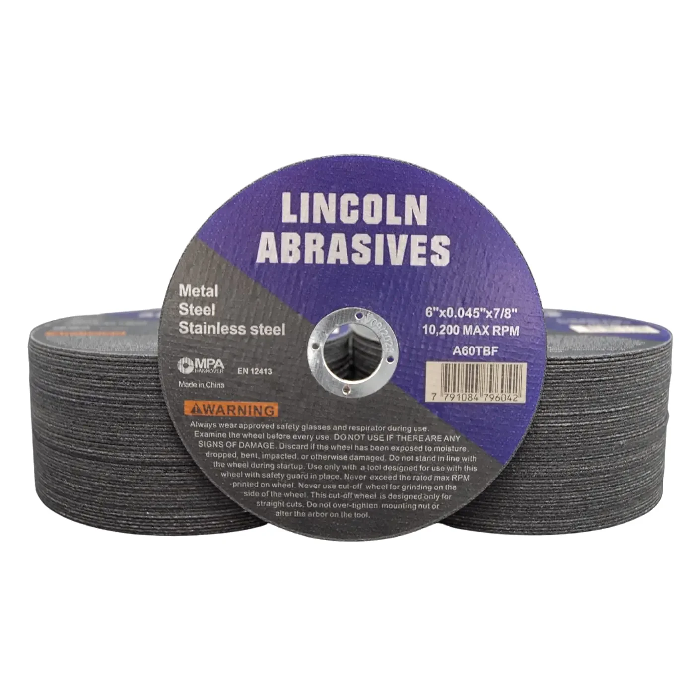 Ruote da taglio da 6" Lincoln Abrasives.045" Metallo e acciaio inossidabile