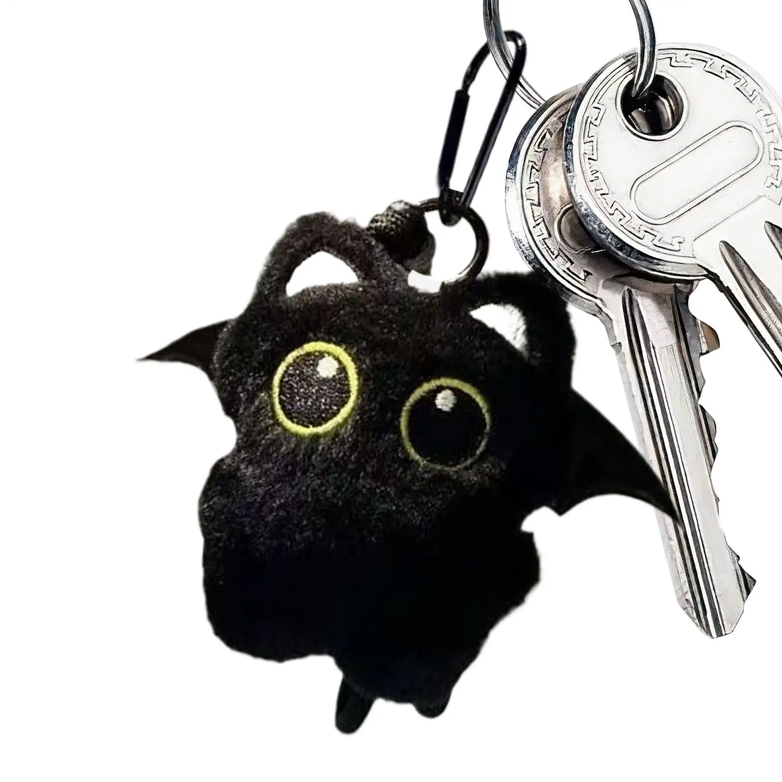 Cat Keychain Plush Cute Black Cat Plush Charm for Purse Soft Key Chain Bag Pendant for Wallets Car Tote Handbag Adults Holiday