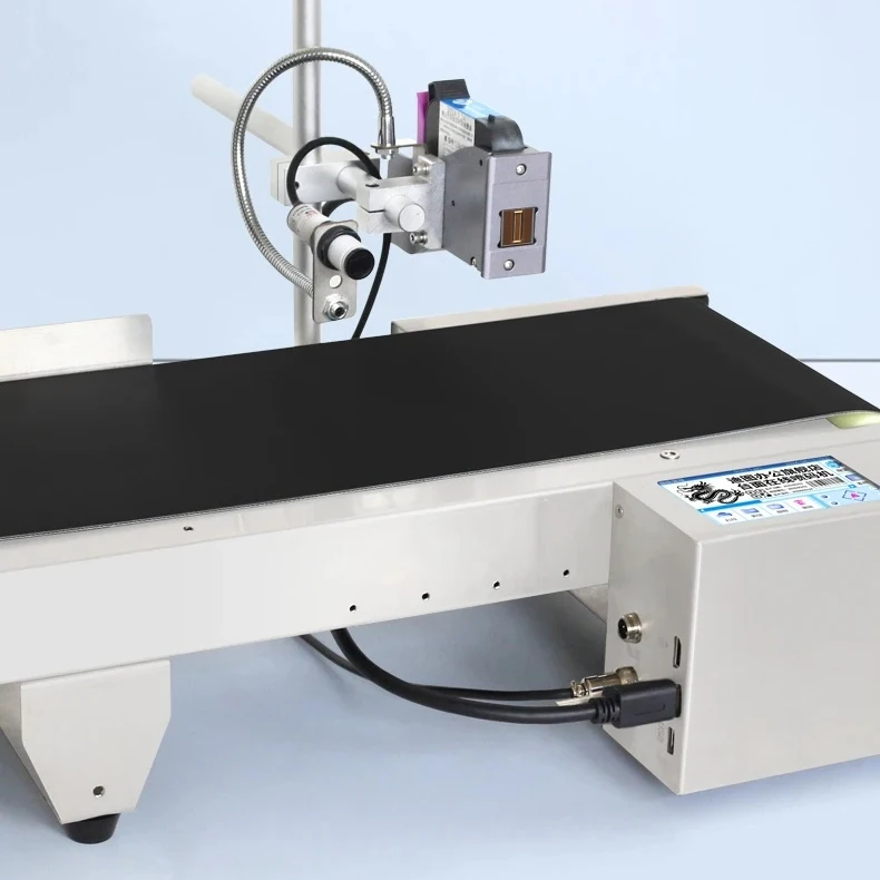 SP130 12.7mm Desktop Online TIJ Printer with Mini Conveyor Adjustable Speed Date Number Logo Coding and Touch Screen Interface