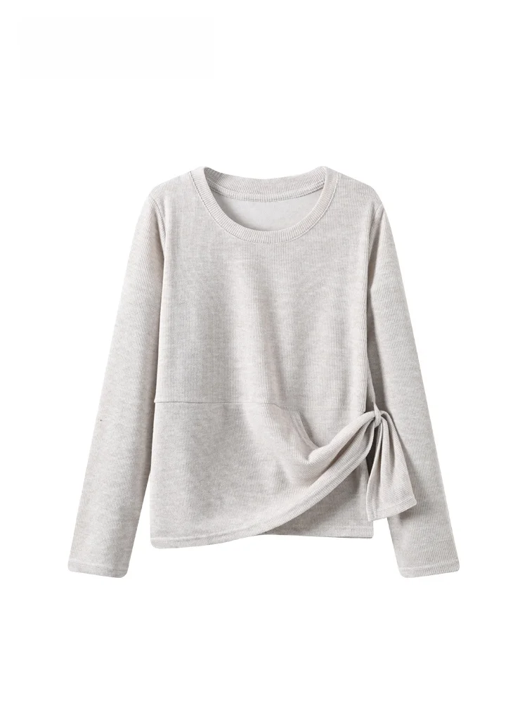 

CaraCLUB plus Size round Ne Long Sve Knitwear Women's Autumn Winter New Sle Versatile Agel Design Casual Top