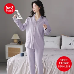 MiiOW Cute Animals Cotton Long-sleeved Trousers Autumn and Winter Loungewear Pajamas Women's Homewear Suit Sleepwear Pijama