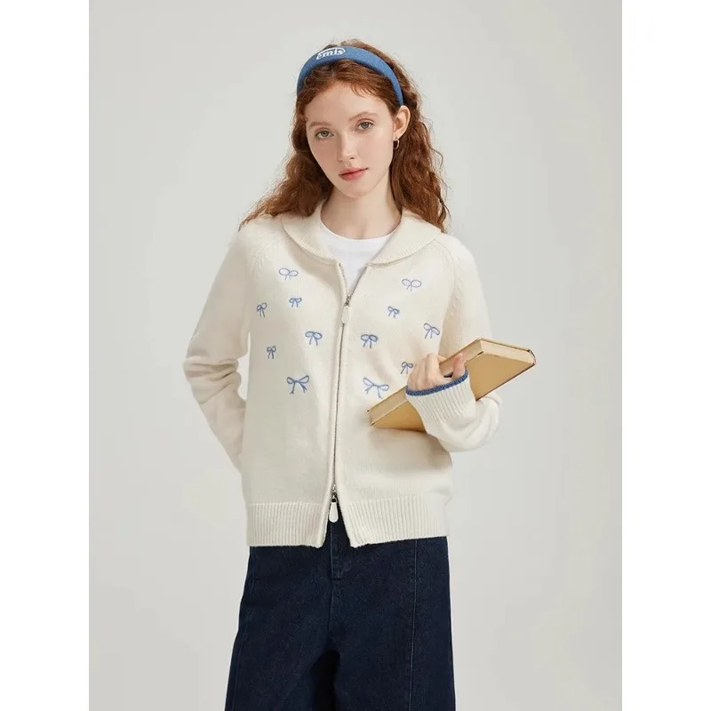 

Harajuku Embroidery Sweaters Coats Elastic Korean Women 2025 Autumn Winter New Loose Knitted Panelled Zipper Cardigans Tops