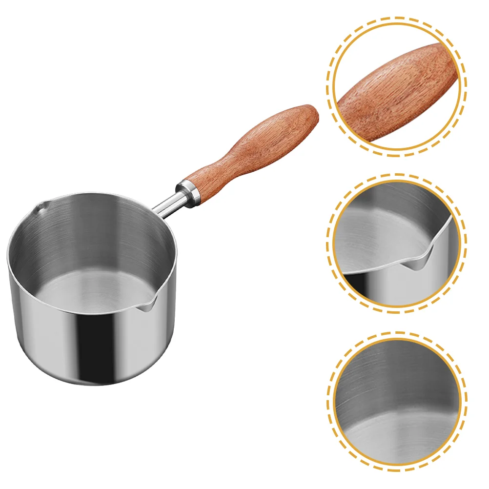 

Hot Oil Pan Skillet Handheld Pots For Cooking Reusable Sauce Heater Saucepan Pans Wood Small Baby with Handle