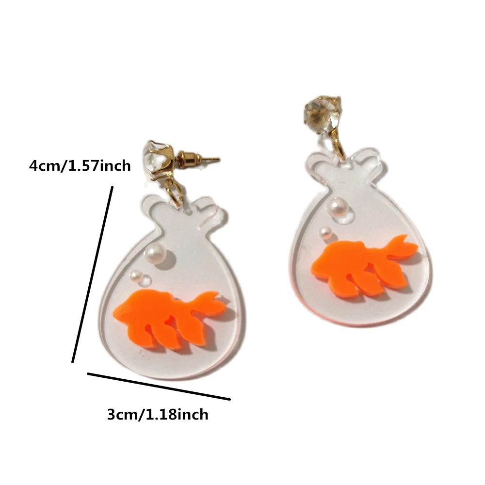 KUGUYS Clear Fish Tank Dangle Drop Earrings Goldfish Women Fashion Acrylic Jewelry Girls Gift