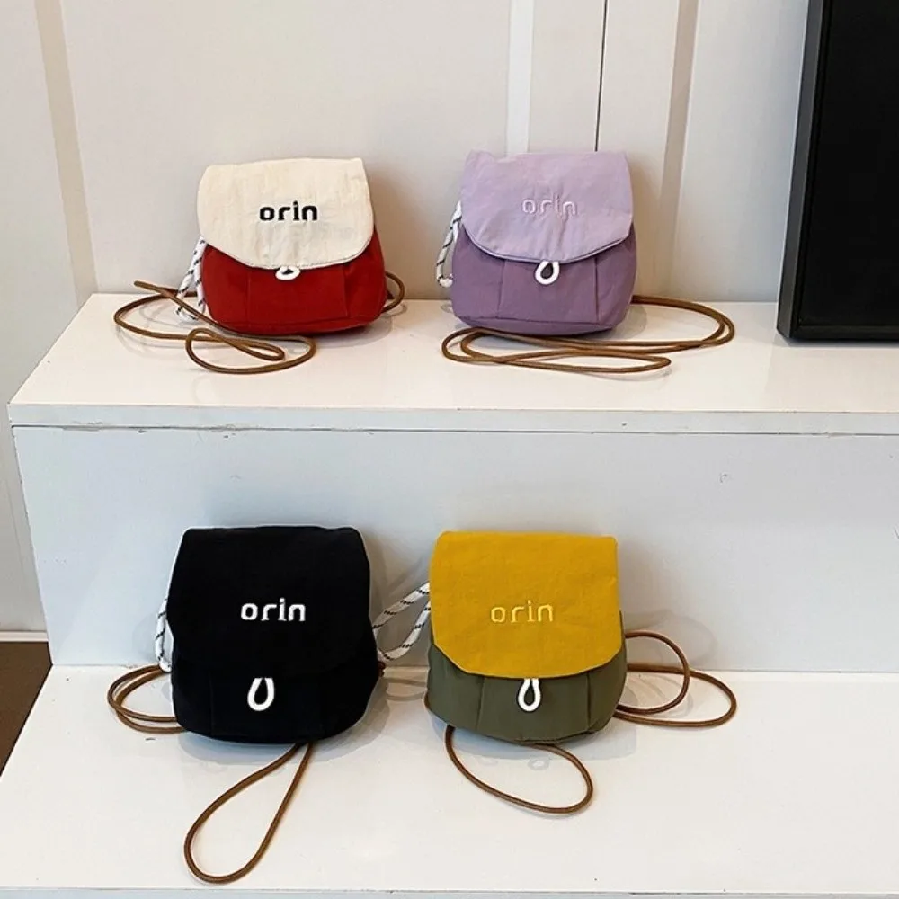 Divertente borsa da appendere al collo in stoffa Mini Flip Portamonete per bambini Borsa per cuffie Colore a contrasto Borsa per piccoli oggetti Regalo