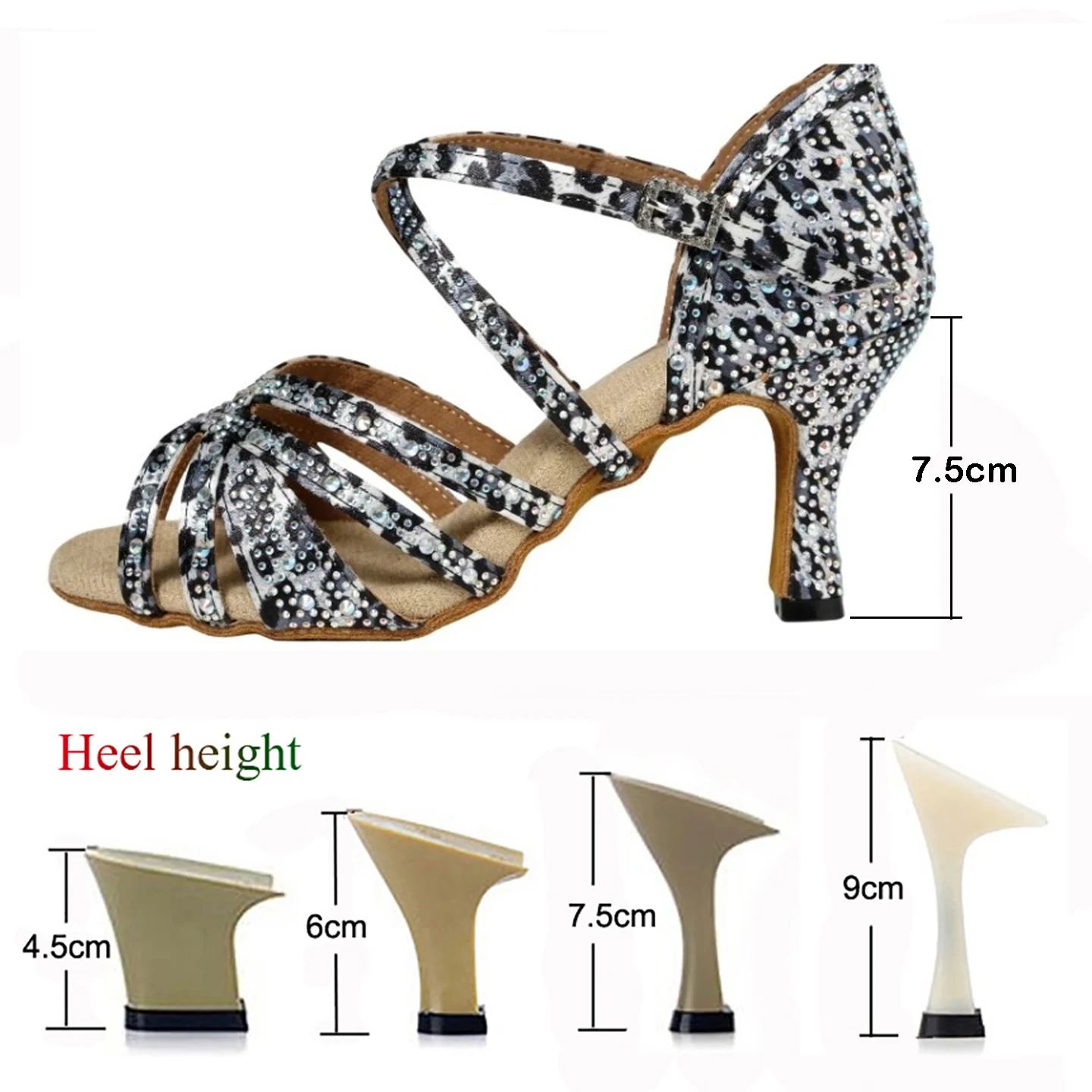Latin dance shoes women's salsa tango party shoes glittering red and gray high-heeled flip-flops with rubber soles outdoor