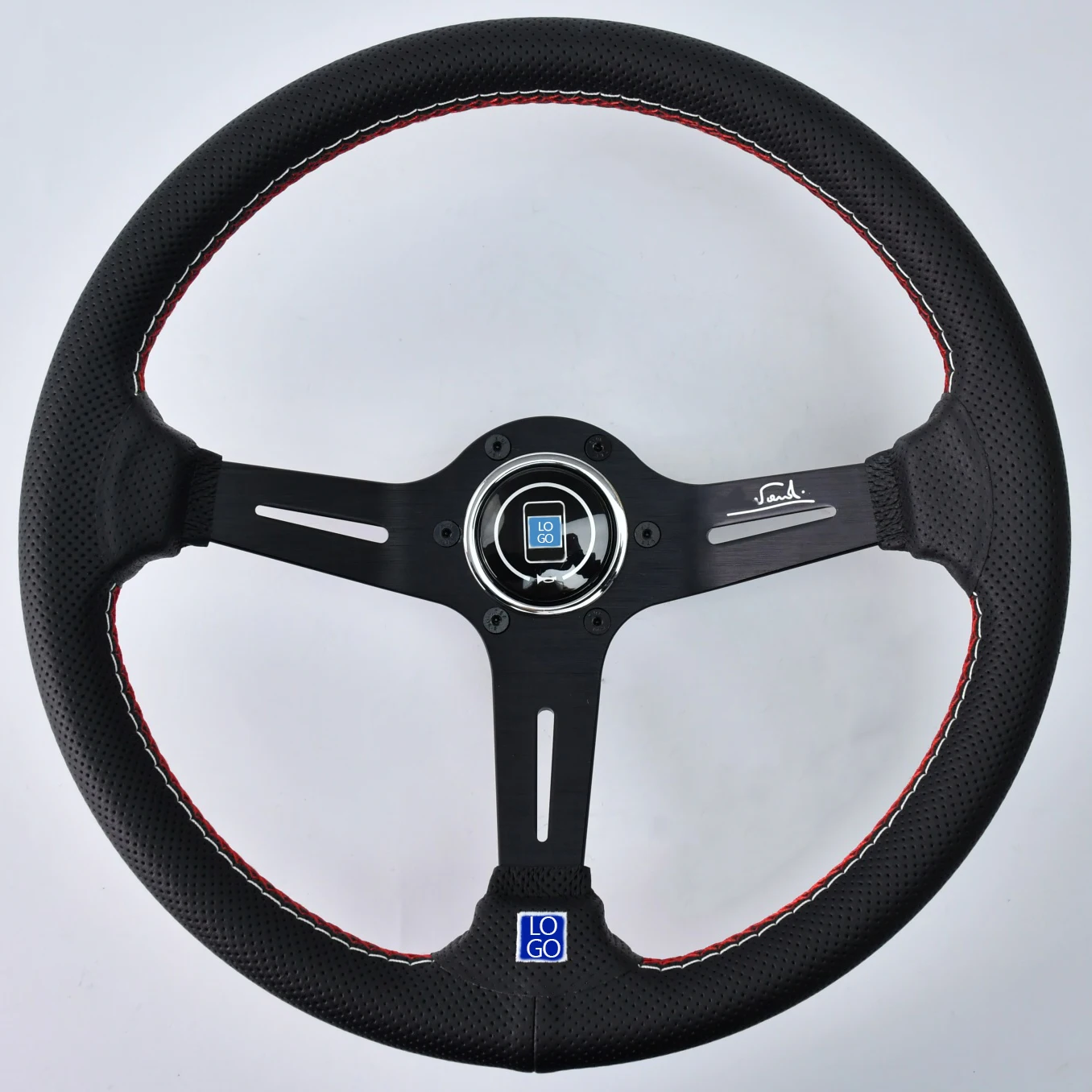 

TIYPEOR 350mm Universal Black Microfiber Perforated Leather Steering Wheel