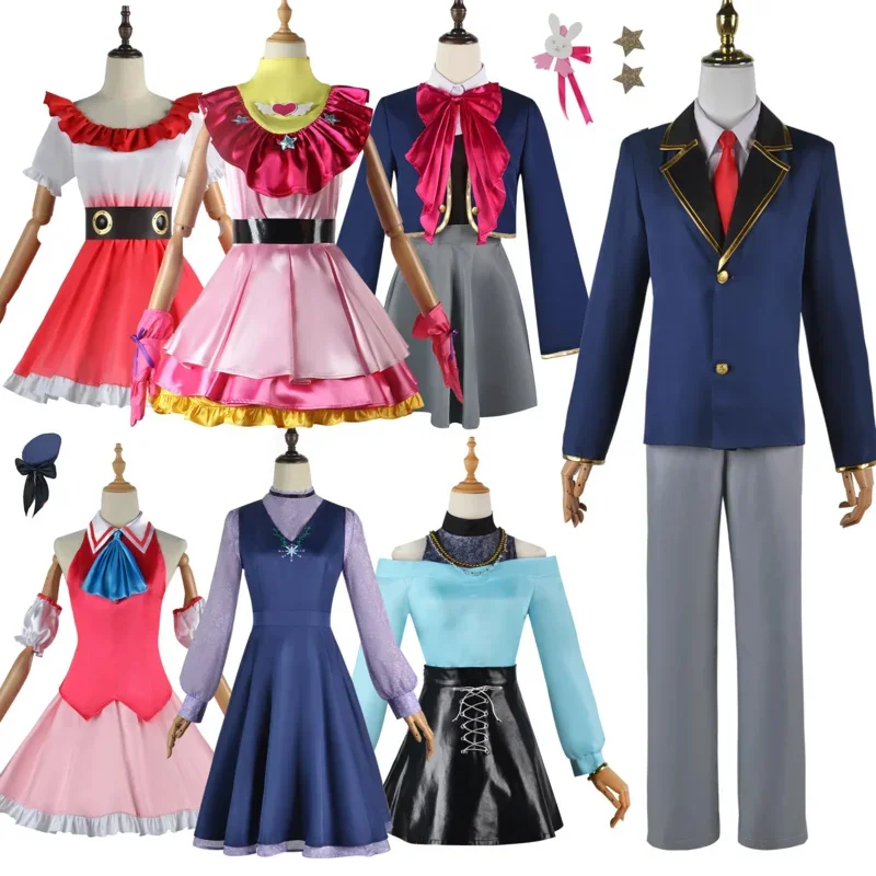 Anime Oshi no Ko Cosplay Ai Hoshino Ai Akuamarin Ruby Arima Kana Cosplay Kostuum Meisjes Schooluniform Lolita Jurken Pruik Pak E