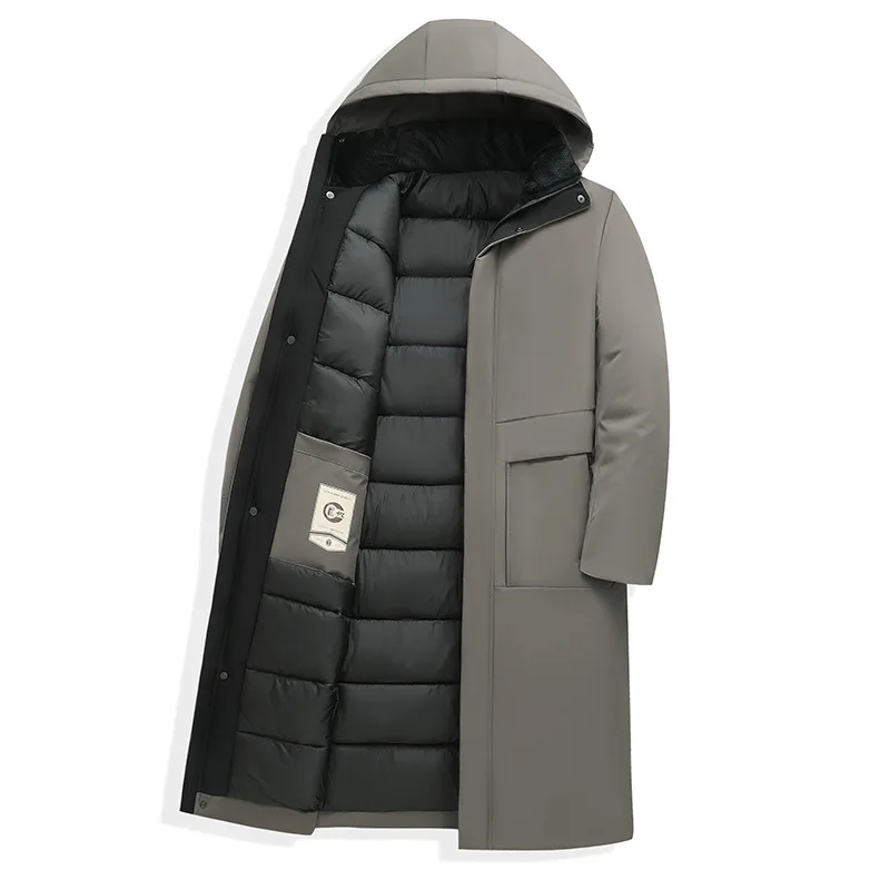 KIDWHXR Winter Man Jacket Thicken Windproof Stand Collar Male Outerwear Loose Mid Length Long Sleeve Men Warm Parkas Coat